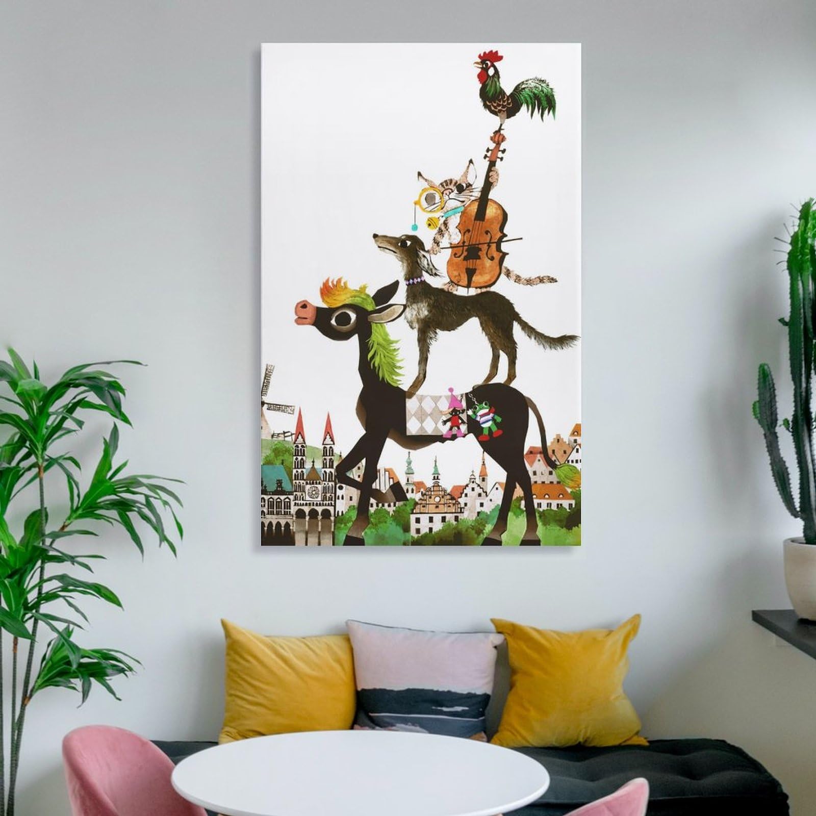 Amazon.co.jp: 藤城清治 ブレーメンの音楽隊 絵画 ポスター 工芸品の